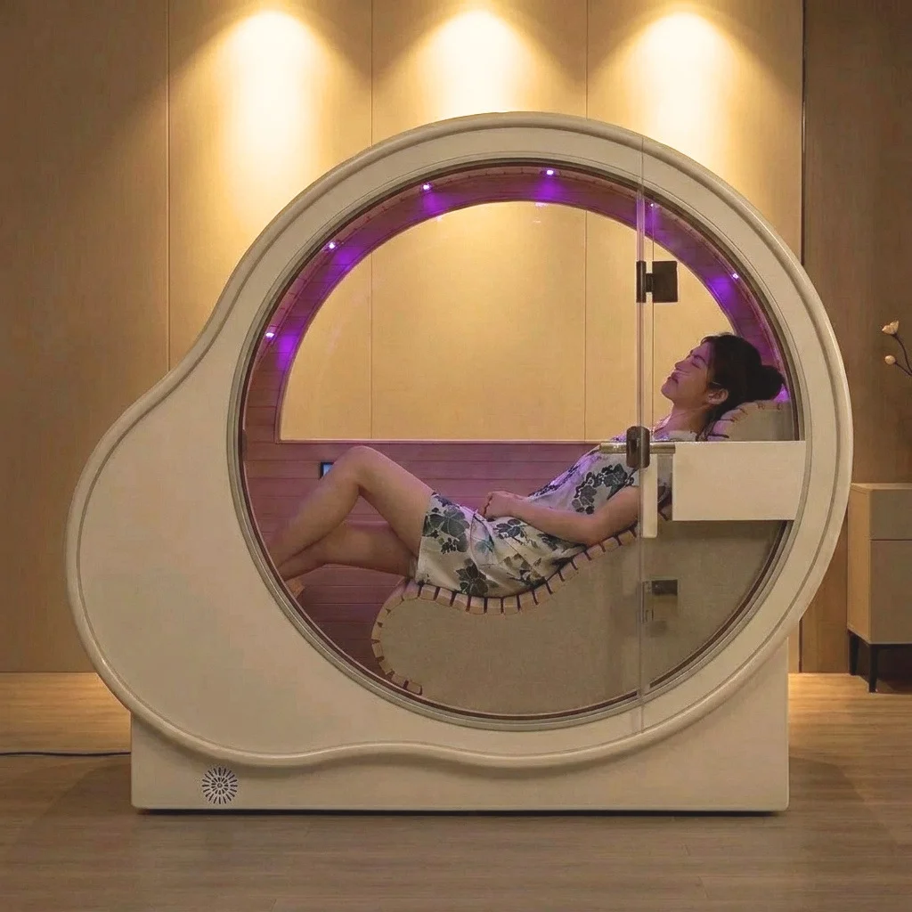 Resting in a private O2 Oasis capsule at O2 Light Bar Singapore — a quiet place to rest and recharge in the city
